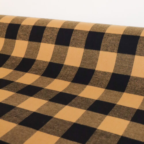 Big Check Cotton Flannel - Gold + Black