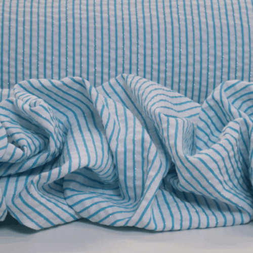 Cotton Seersucker Stripe 148cm - Aqua