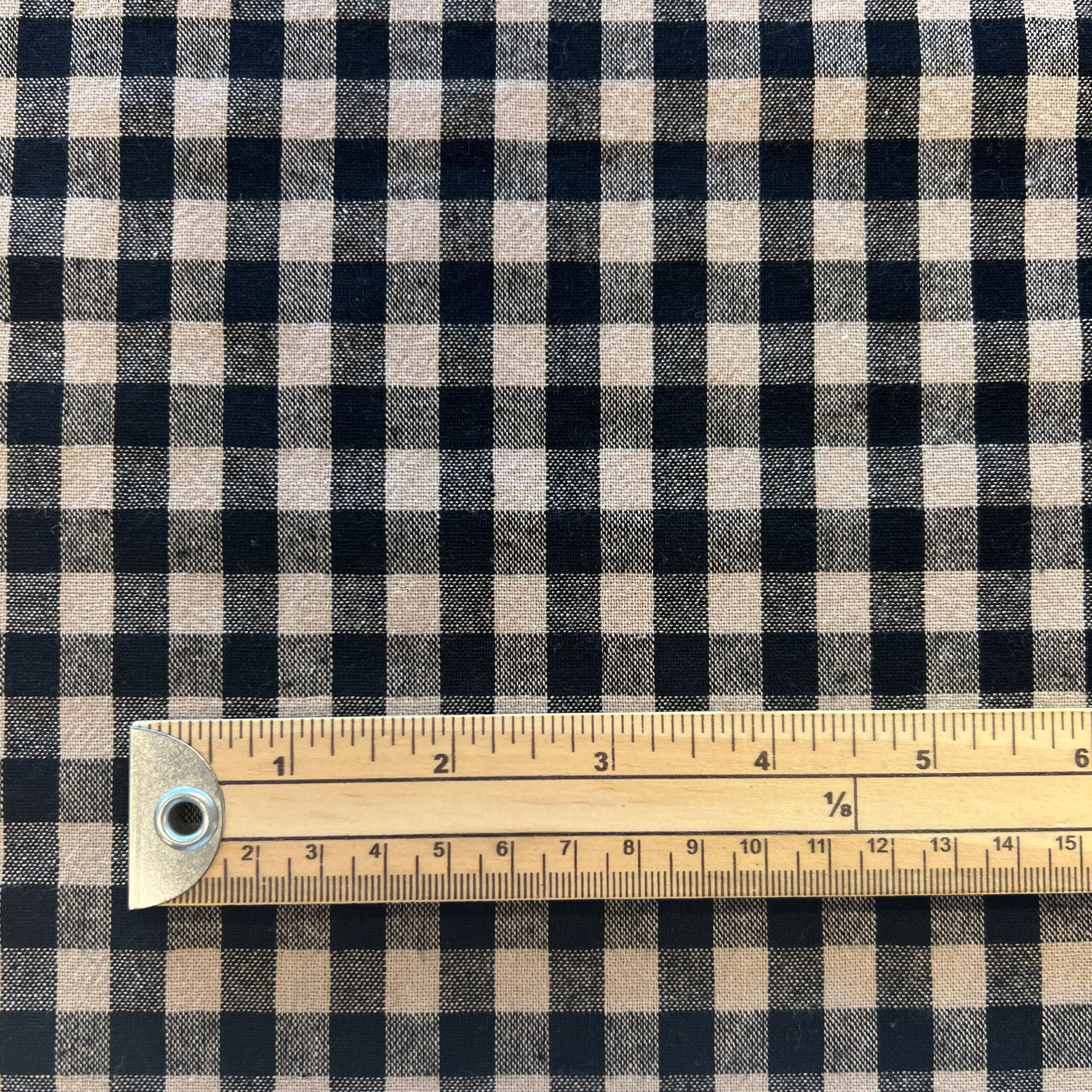 Washed Cotton Gingham 140cm - Black & Natural (LD033)