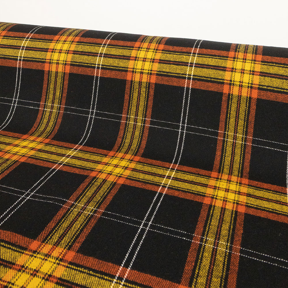 Brushed Cotton Plaid Deadstock - Black Tartan
