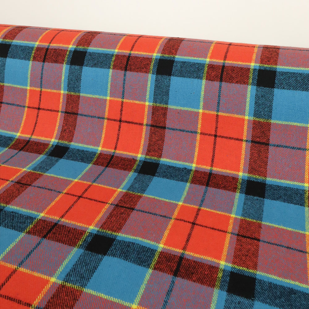 Brushed Cotton Plaid Deadstock - Blue & Orange Plaid
