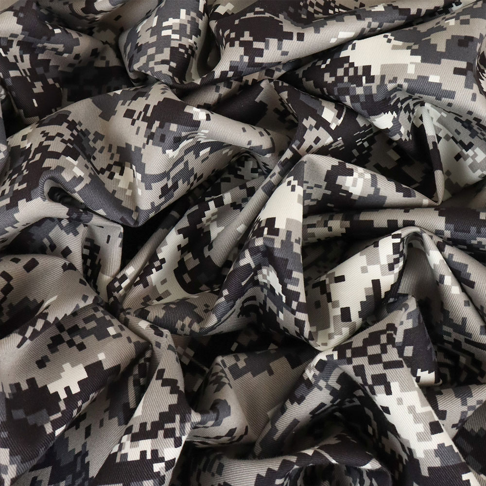 Printed Cotton Drill Deadstock 148cm - Digital Camo Grey