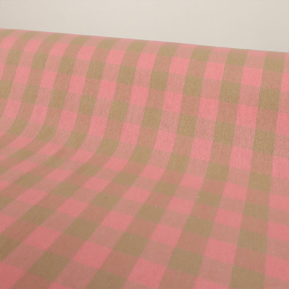 Yarn Dyed Washed Cotton Gingham 145cm - Candy & Beige