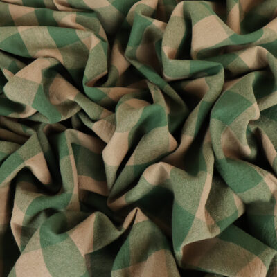 Washed Cotton Gingham 145cm - Green & Natural