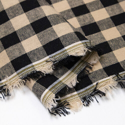 Linen Cotton Gingham 140cm - Black & Beige