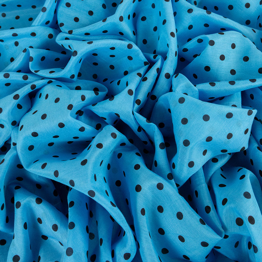 Lightweight Silk Cotton Print - Spotty Turquoise