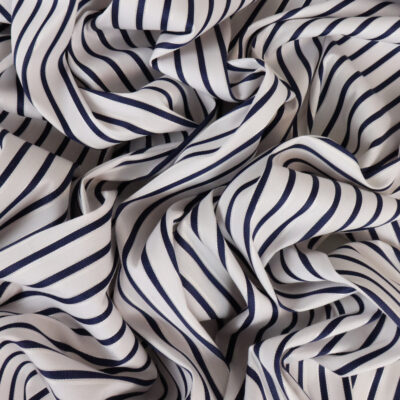 Cotton Poly Candy Stripe Deadstock - Navy & White